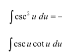 <p>integrals of csc variants</p>