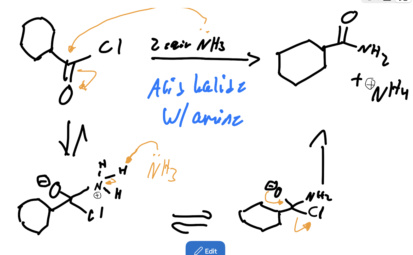 <p>Acid halide with amine</p>