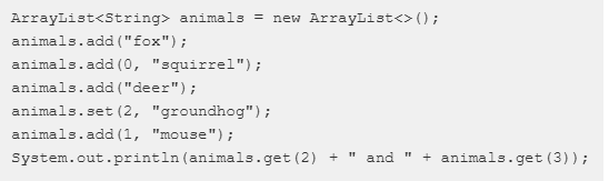 <p>What is printed as a result of executing the code segment?</p>