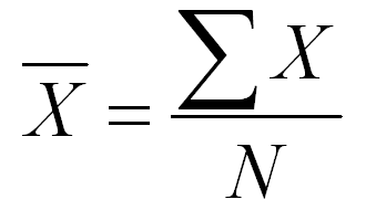 <ol><li><p>Sum of values </p></li><li><p>Divide by # of values</p></li></ol><p></p>