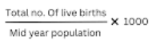 <ul><li><p>Total # of children born per 1000 population in a given place and time</p></li></ul><p></p>
