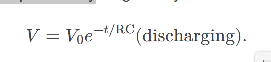 <p><span><span>then its voltage decreases exponentially</span></span></p>