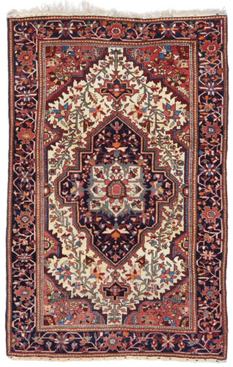 <p>It is a type of oriental rug usually produced with a small all-over design of flowers or conventional forms arrayed in rows.</p>