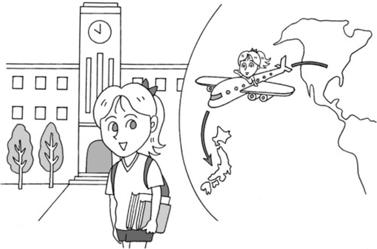 <p>to study abroad (place に)</p>