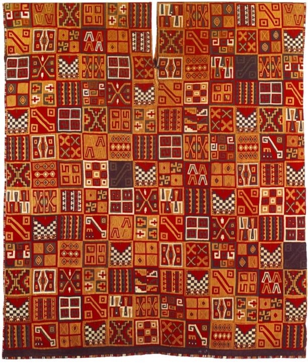 <p>162 - All-T’oqapu tunic. Inka. 1450–1540 C.E. Camelid fiber and cotton.</p>