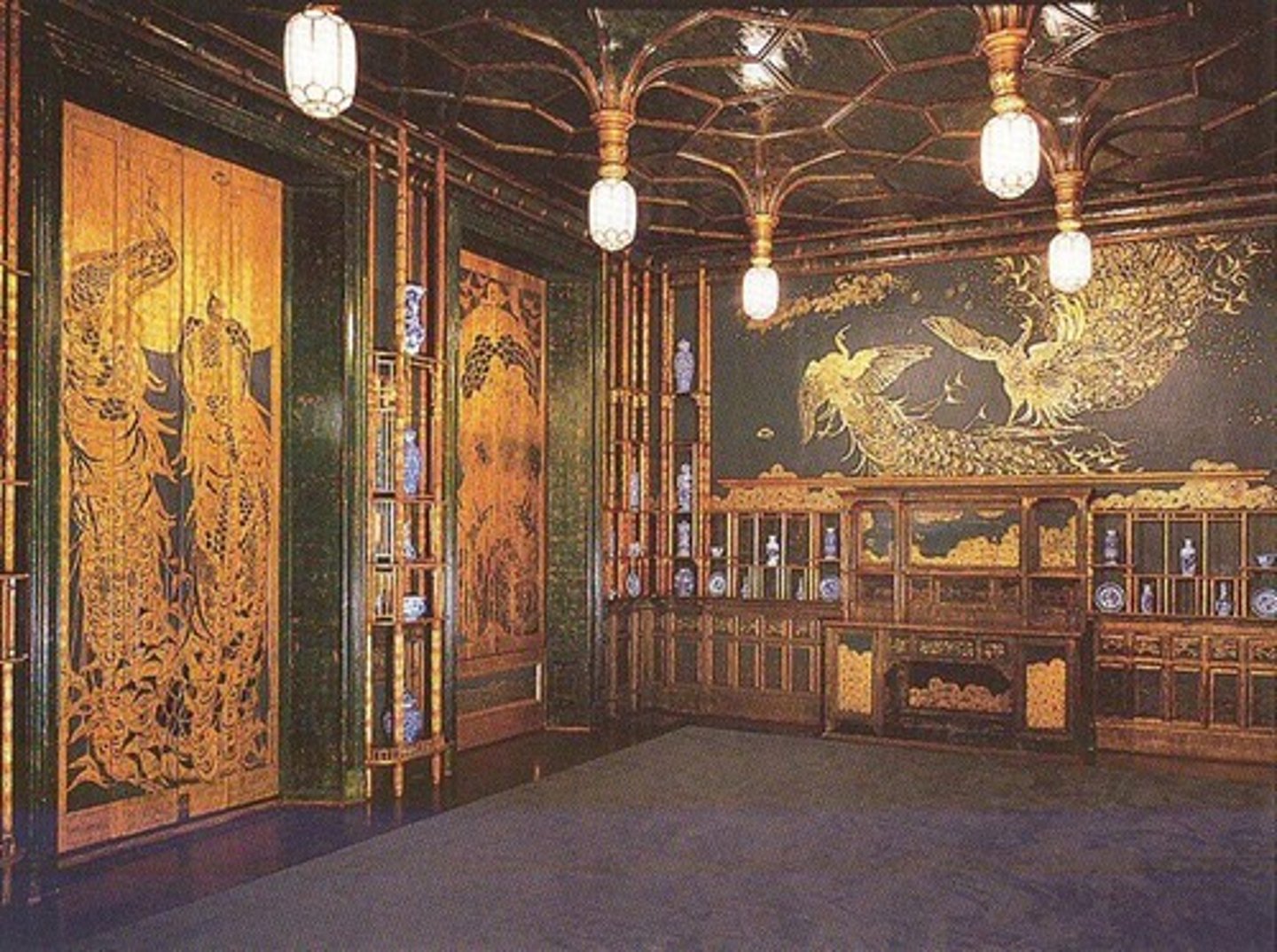 <p>-designed by Whistler</p><p>-one of the most famous interior rooms</p><p>-housed in the British Museum -> Chicago -> DC</p>