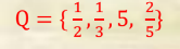 <p>Q = the set of all terminating or repeating decimals</p><p></p><p></p>