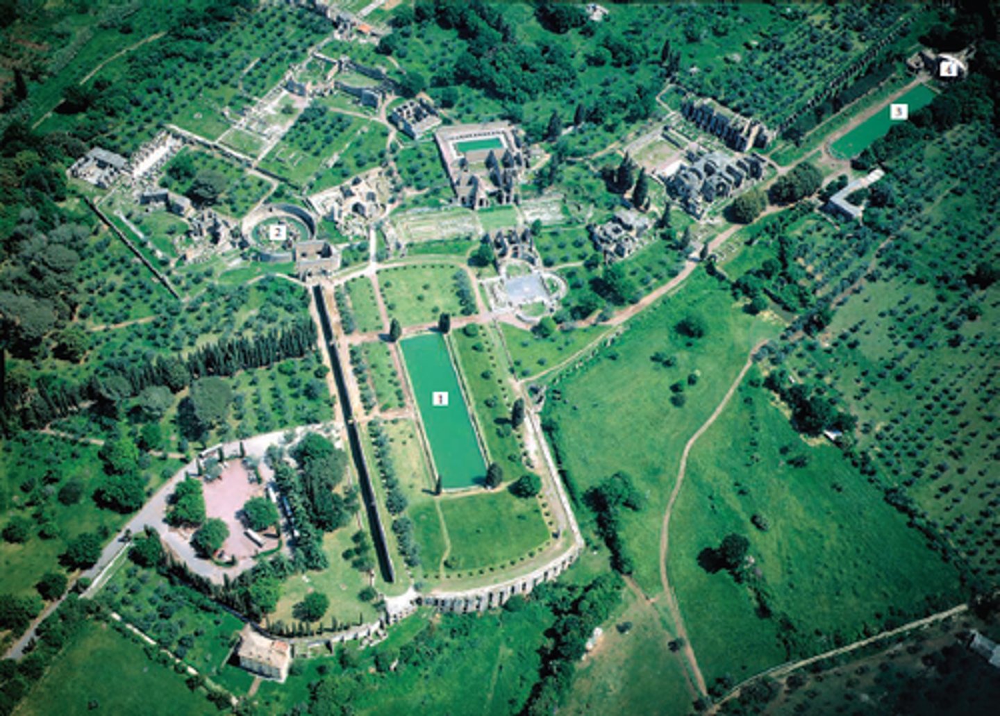 <p>Massive villa he had built in Tivoli, ~28km away from Rome, Had the capacity to support the entire empire from there (forum, houses for all the senators</p><p>Rooms were dedicated to different locations he had visited and decorated in that fashion</p><p>Included the Canopus,</p><p>Maritime theatre,</p><p>Had great baths to serve everyone who worked there</p>