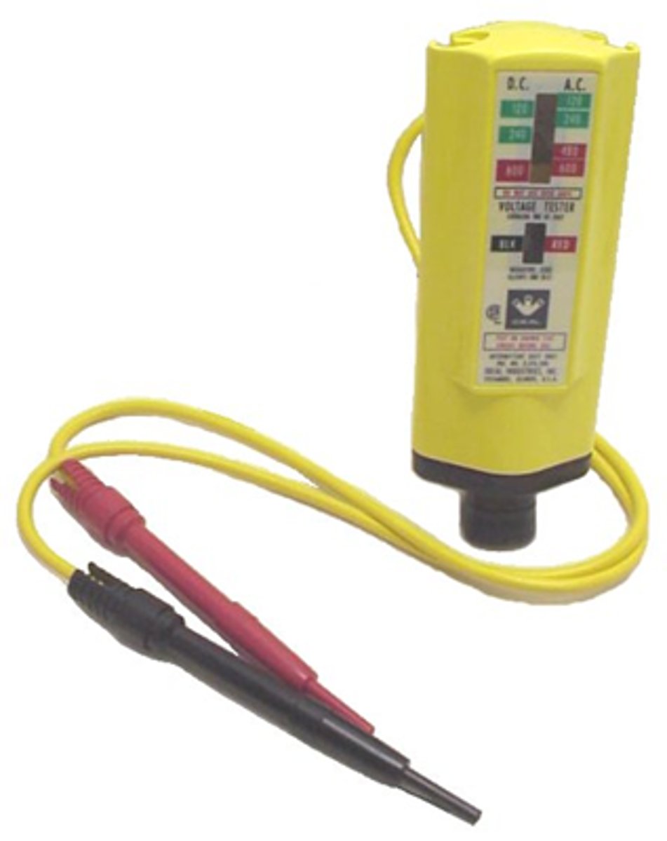 <p>Used for testing voltage on electrical outlets, fuse clips, and circuit breakers will test voltage from 120 to 600 volts.</p>