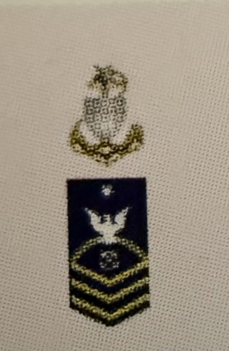 <p></p><ul><li><p><strong>Collar Device:</strong> Zero One Gold Anchor Below Zero One Silver Star</p></li><li><p><strong>Sleeve Insignia:</strong> Zero Three Gold Chevrons Below Zero One Gold Rocker Below Zero One Silver Star</p></li></ul><p></p>