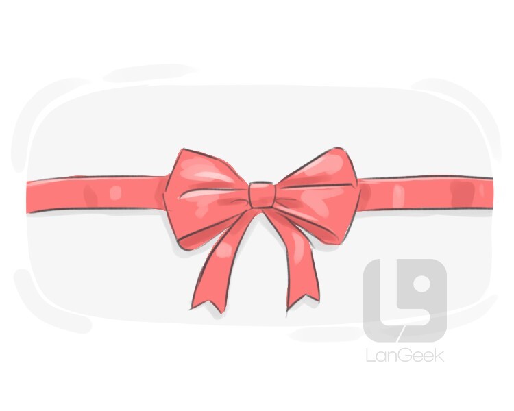 <p><strong>a long, narrow strip of material used to tie things together or as a decoration:</strong></p><p><br></p>