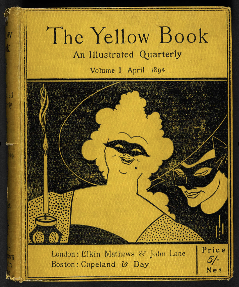 <p>The artist for this cover design for “The Yellow Book” aimed to be subversive with their work. Who are they?</p>