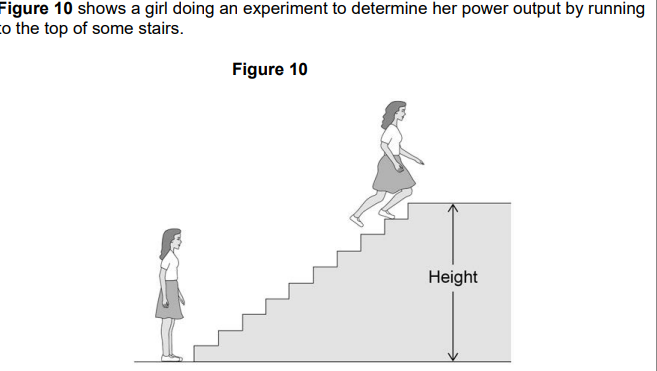 <p>The total power output of the girl was greater than expected</p><p>Suggest two reasons why (2)</p>