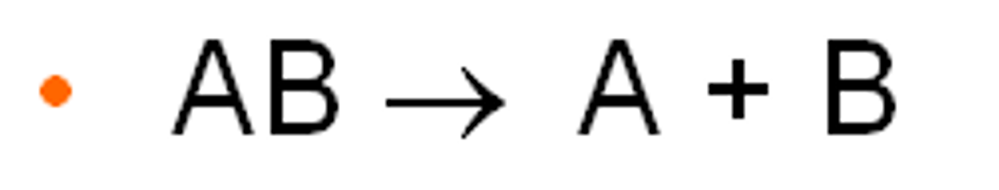 <p>A chemical reaction that breaks down compounds into simpler products.</p>