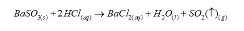 <p>After adding dilute HCl to distinguish, a reaction occurs. Precipitate disappears as barium sulphite is soluble in dilute acid and sulfur dioxide is given off.</p>