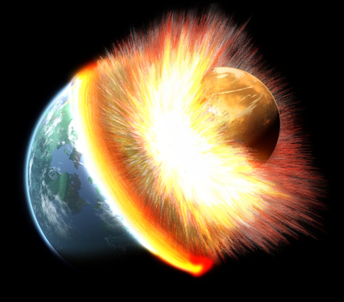 <p>It was formed by debris from a collision between Earth and a Mars-sized protoplanet called Theia</p>