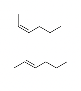<p>E/Z isomerism (Cahn, Ingold, prelog)</p>