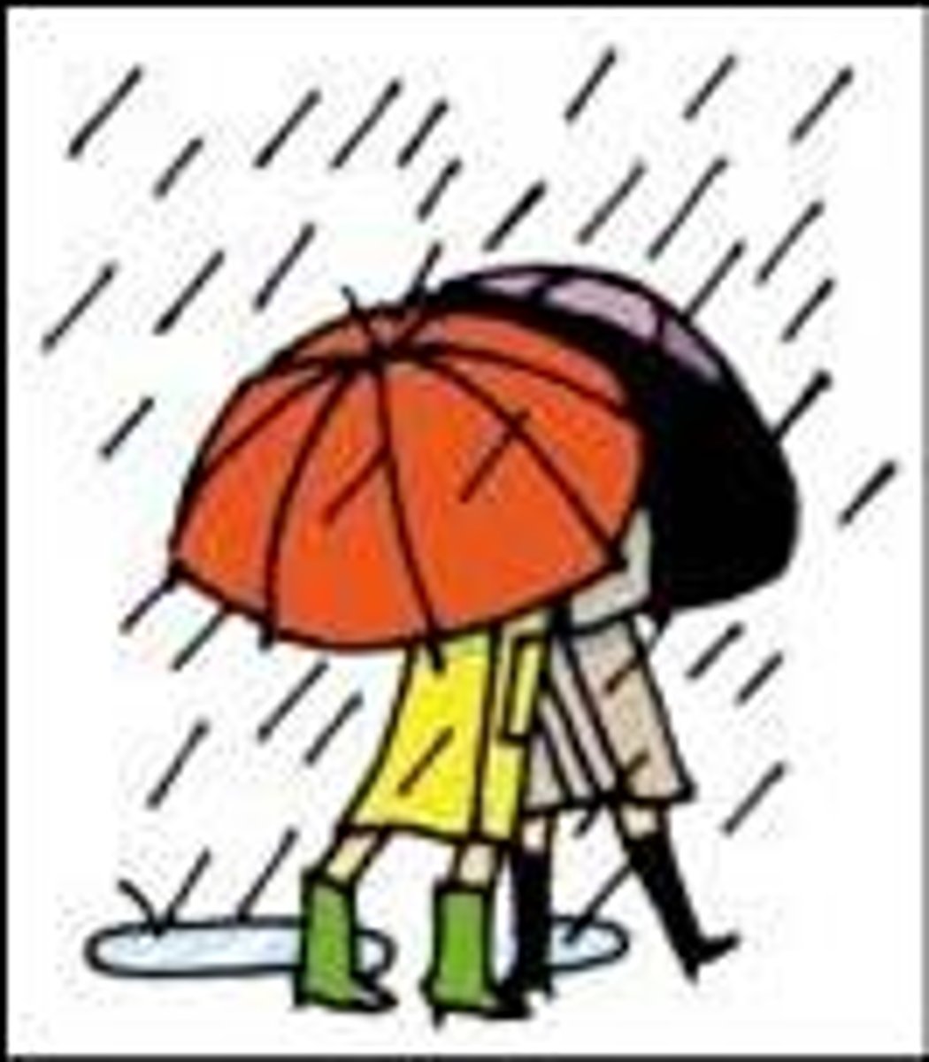 <p>It's raining./It rains.</p>