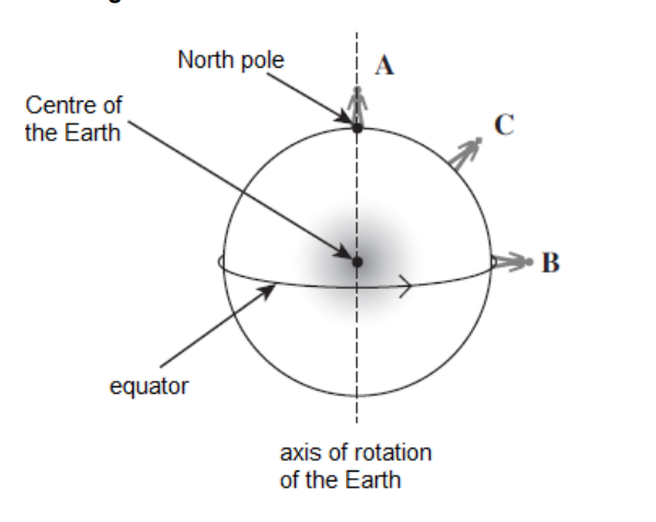 <p>Show, on Figure 1, an arrow showing the direction of the centripetal force acting on student C.</p>