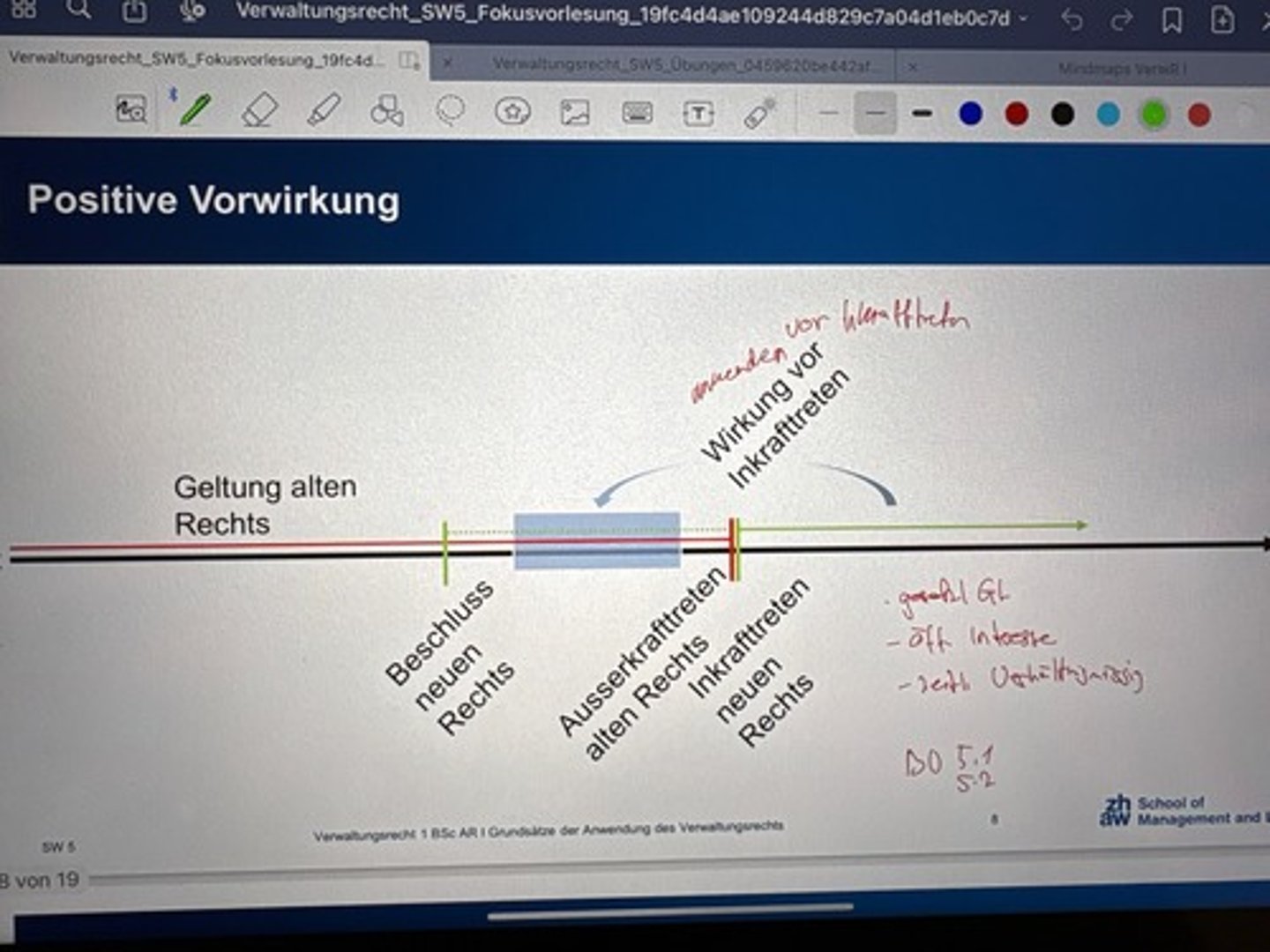 <p>-Das alte Recht gilt noch aber es soll schon das neue noch nicht inkraftgetretene Recht Wirkung entfalten</p><p>-Voraussetzungen:</p><p>•gesetzliche Grundlage (BV 5 I)</p><p>•überwiegendes öffentliches Interesse (BV 5 II)</p><p>•Verhältnismässigkeit insb. zeitlich (BV 5 II)</p><p>•keine stossende Rechtsungleichheit (BV 8 I)</p><p>•kein Eingriff in wohlerworbene Rechte (BV 26)</p>