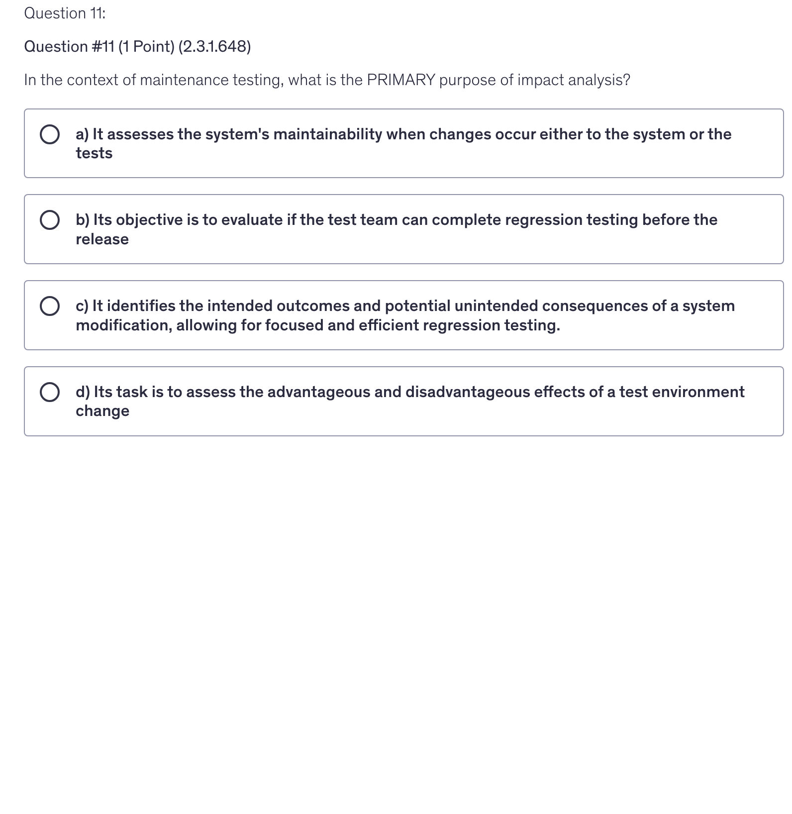 <p>In the context of maintenance testing, what is the PRIMARY purpose of impact analysis?</p>