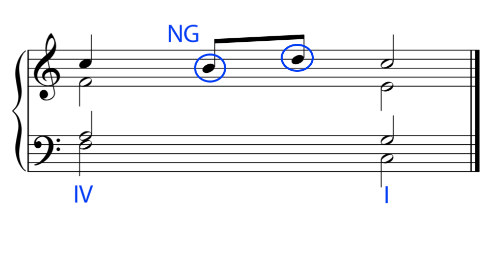 <p>Combination of an escape tone and appoggiatura</p>