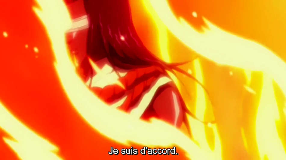 <p><span>同感 [どうかん] : </span>agreement, same opinion, same feeling</p><p>ill: Tôsen à Gin qui dit que le monstre qui les libère des flammes a mauvaise haleine: “同感だな”</p>