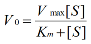 <p>V0 = (Vmax[S]) / (Km + [S])</p>