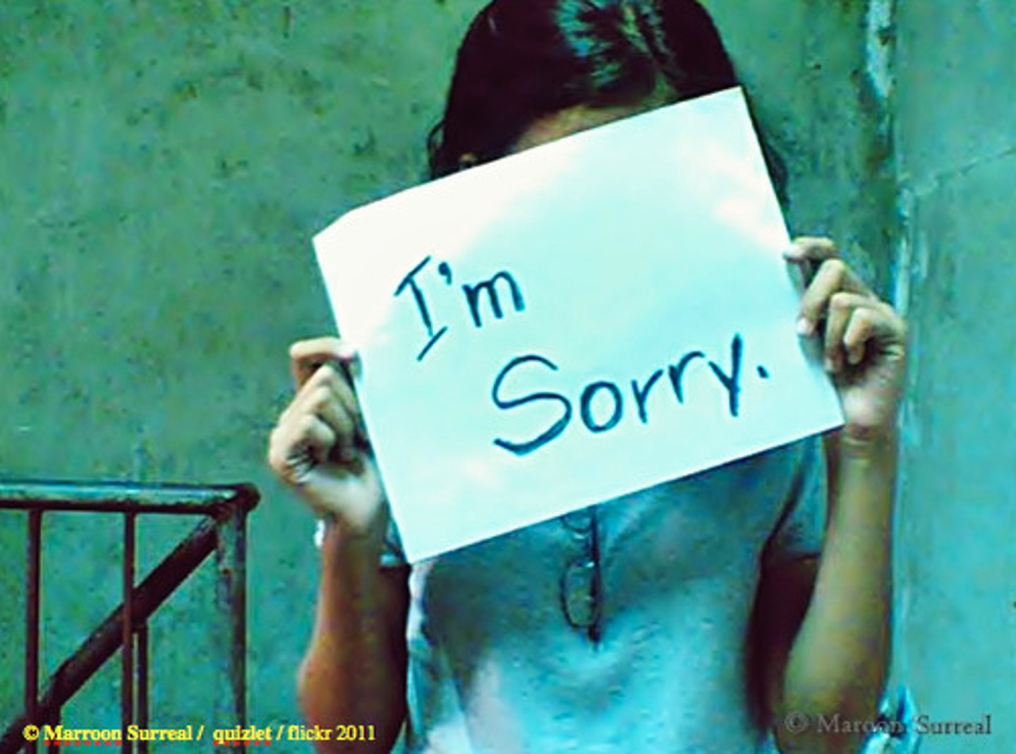 <p>(adj) apologetic</p>