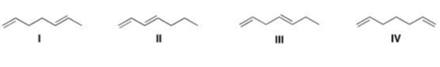 <p>Which of the following compound absorbs UV light at the longest wavelength?</p>