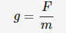 <p><span>Gravitational force per unit mass experienced at a point in a gravitational field. equation is F = mg rearranged </span></p>