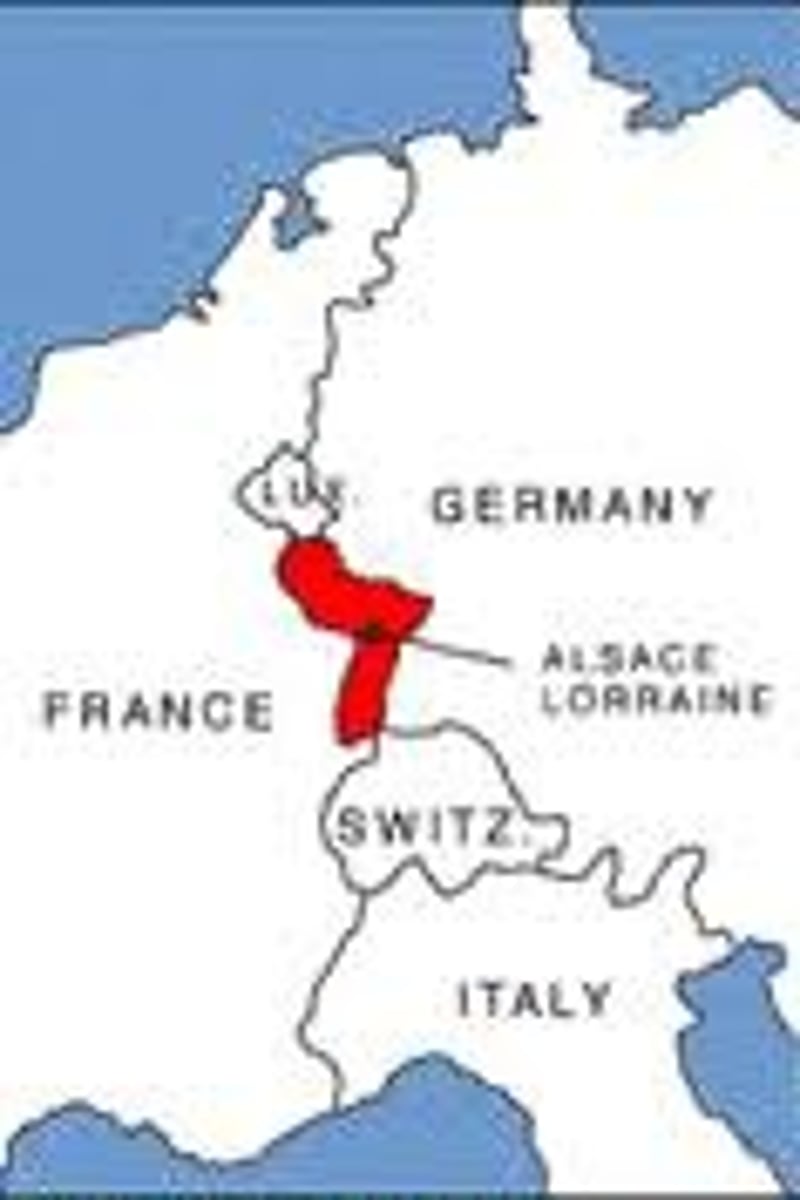 <p>A major French industrial region with rich deposits of iron ore. The region was taken by Germany (from France) as a result of the Franco Prussian war. (1870-1871) Was later returned to France as a result of German defeat in WWI</p>