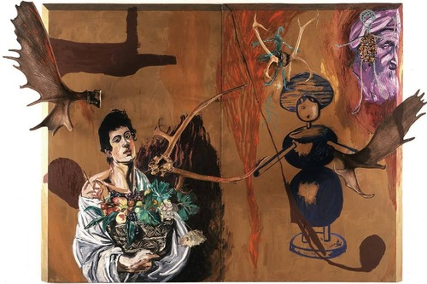 <p>Julian Schnabel (Neoconservative Postmodernism, Pastiche)</p><ul><li><p><strong>1 Story:</strong> Neo-expressionist return to gesture and mythic scale.</p></li><li><p><strong>2 Changes:</strong> Represents “neoconservative postmodernism” (Art Since 1900 1984b) reacting against conceptual austerity.</p></li><li><p><strong>3 Context:</strong> Reflects 1980s art-market boom and return to heroic painting.</p></li><li><p><strong>4 New Approaches:</strong> Combines kitsch materials and painterly excess.</p></li></ul><div data-type="horizontalRule"><hr></div><p></p>