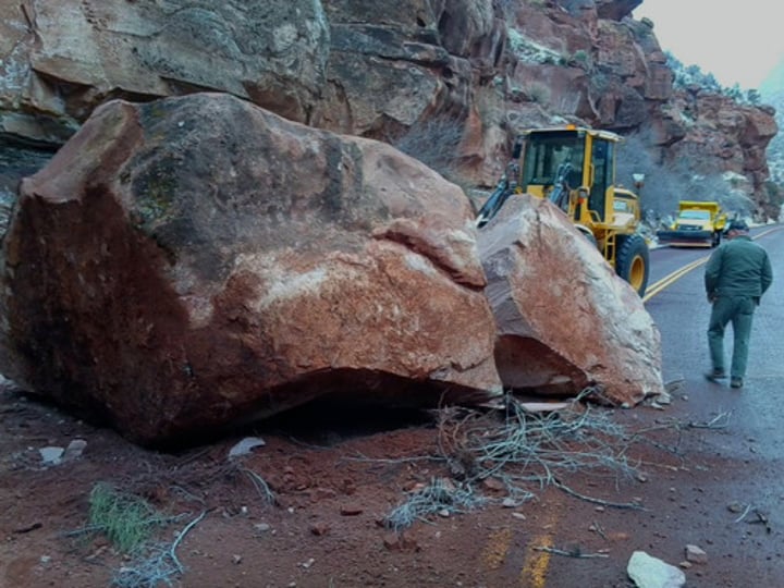 <p>Decomposition and disintegration of rocks. Chemical weathering occurs when chemical reactions (ie, from acid rain or organisms) decompose rock. Examples of mechanical weathering include roots exerting pressure to break rocks, waves crashing against rocks, etc.</p>