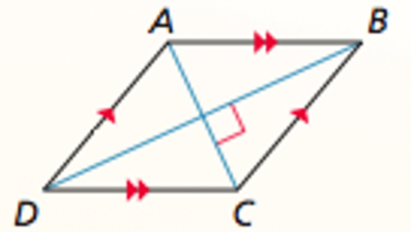 <p>A parallelogram is a rhombus if and only if its diagonals are perpendicular.</p>