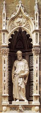 <p>Donatello, marble statue of St.Mark 1411-13</p>