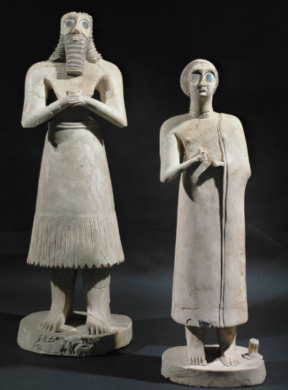 <p>Statues of votive figures from the Square Temple of Eshnunna</p>