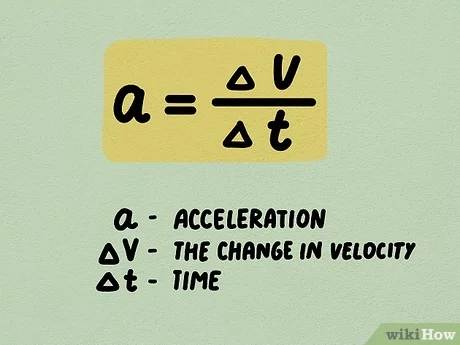 <p>average acceleration = final velocity - initial velocity/time</p>