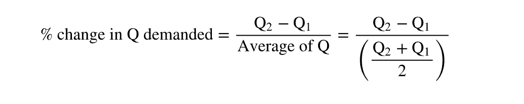 <p>q2-q1/avg of q = q2-q1/(q2+q1/2)</p>