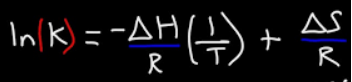 <p><span style="font-family: Aptos, sans-serif">&nbsp;( \ln K_{eq} = -\frac{ΔH}{RT} + \frac{ΔS}{R} )</span></p>