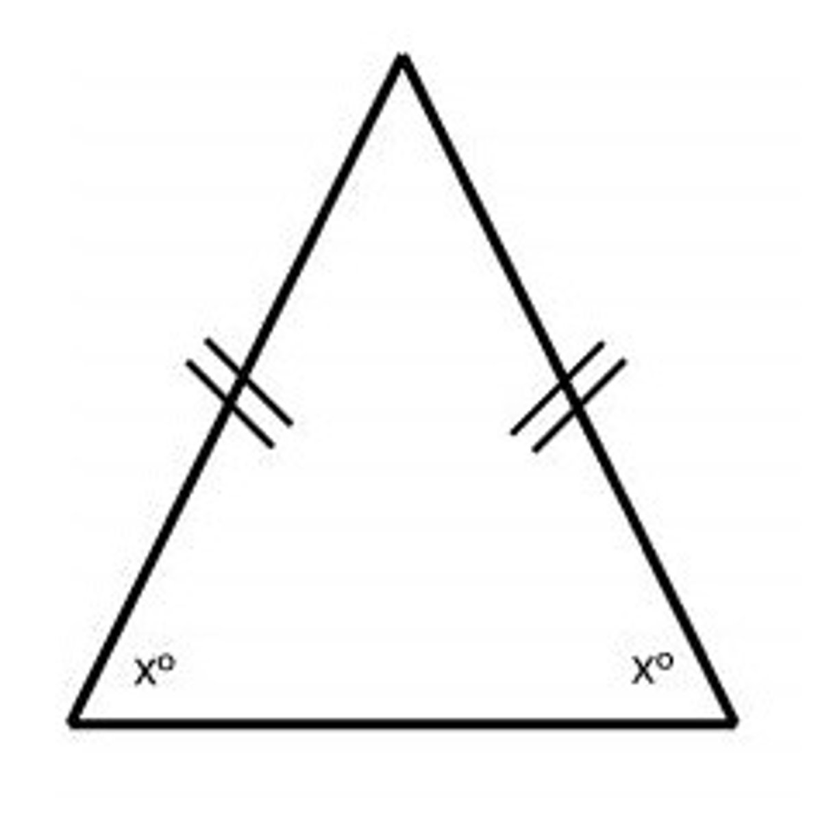 <p>A triangle with two equal sides. Base angles (angles across from the congruent sides) are also equal.</p>