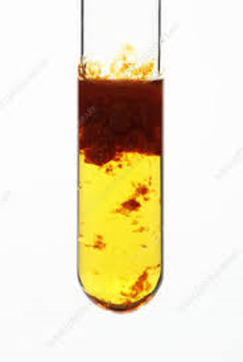 <p>Orange-brown precipitate</p>