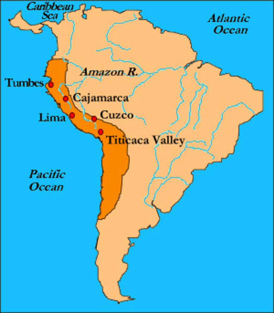 <p>A Native American people who built a notable civilization in western South America in the fifteenth and sixteenth centuries. The center of their empire was in present-day Peru. Francisco Pizarro of Spain conquered the empire.</p>