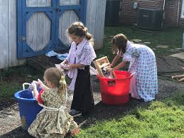 <p>Children helped with ______ and went to _______.</p>