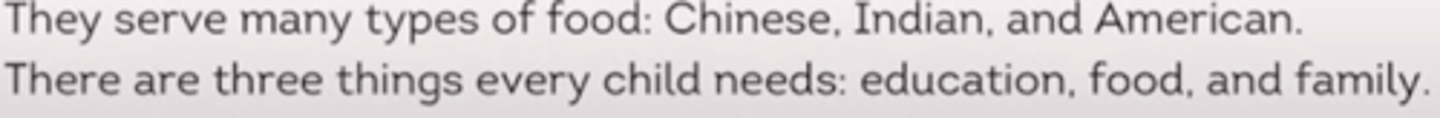 <p>Use a colon to introduce a list of items.</p>