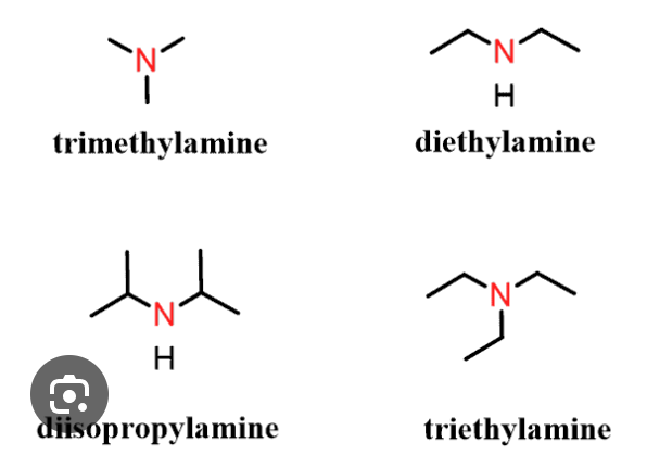 <p>carbon chain name + amine</p>