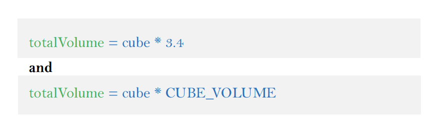 <p>cannot be changed, numeric constants ()/ string constants(‘‘)</p><p>use UPPER_CASE</p><p></p>