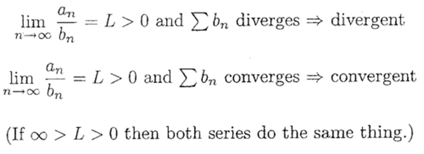 <p>Series type: An and Bn are positive</p><p>When to try: if a Direct Comparison Test does not work</p>