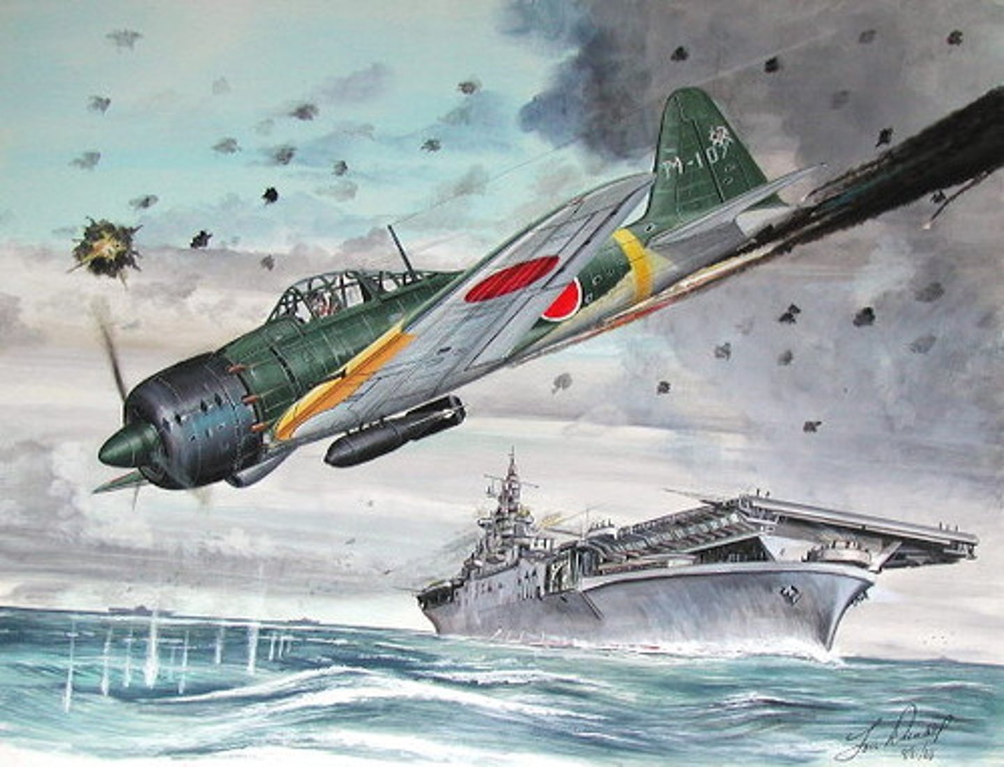 <p>Japanese for "divine wind"; a suicide mission in which young Japanese pilots intentionally flew their airplanes into US fighting ships at sea</p>