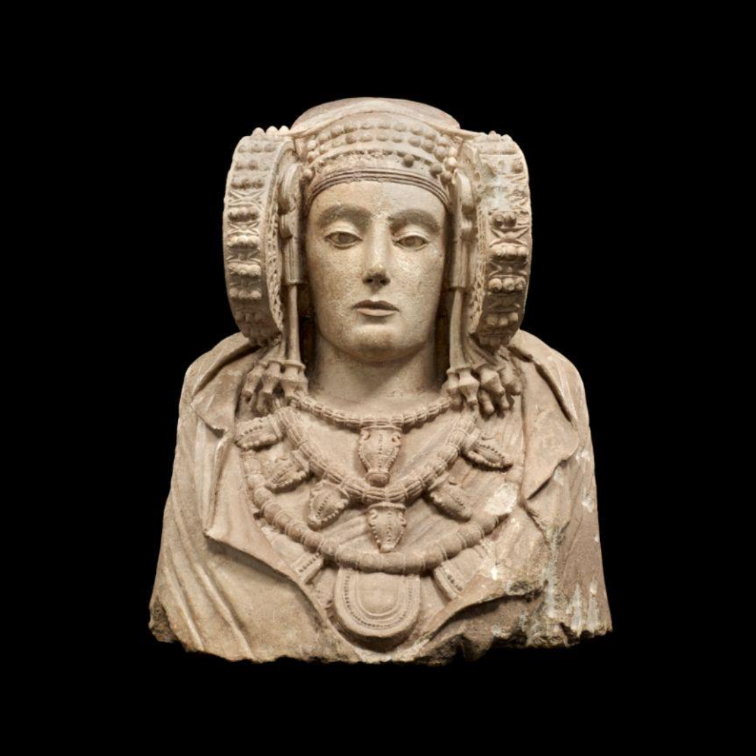 <p>Became a National Symbol for Spain (created in 5th century BC)</p><ul><li><p>Representative of Iberian Art</p></li><li><p>Idealized/Stylized Features</p></li><li><p>Funerary Urn (hollow back)</p></li><li><p>Unidentified Women - Richly Dressed - Possibly Divine </p><ul><li><p>(Greek Influence - Drapery folds)</p></li></ul></li><li><p>Made in Elche where it was found by Chance in 1897</p><ul><li><p>Purchased by a French man who brought it to the Louvre, displayed as a treasure of Iberian art, yet the Spanish wanted its return, which it was in 1940, and celebrations ensued amplifying its status as a national symbol</p></li></ul></li></ul><p></p>